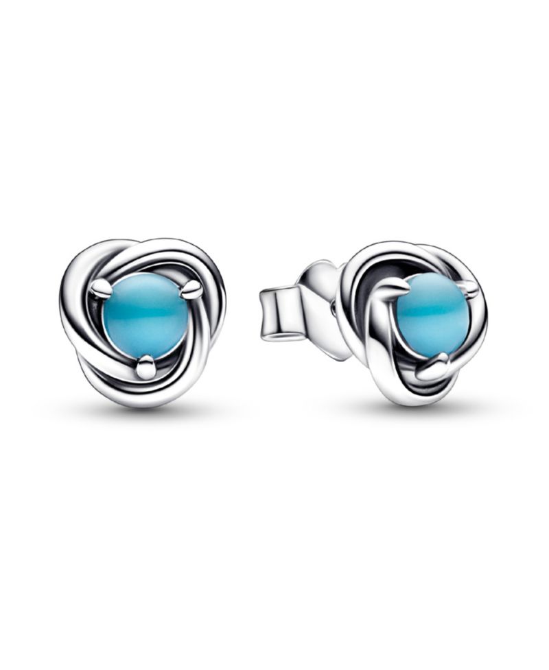 December Turquoise Blue Eternity Circle Stud Earrings