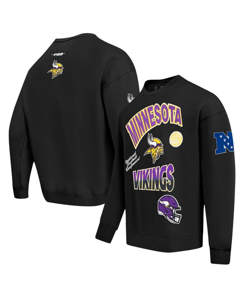 Men's Black Minnesota Vikings Turn It Up Drop Shoulder Pullover Sweatshirt