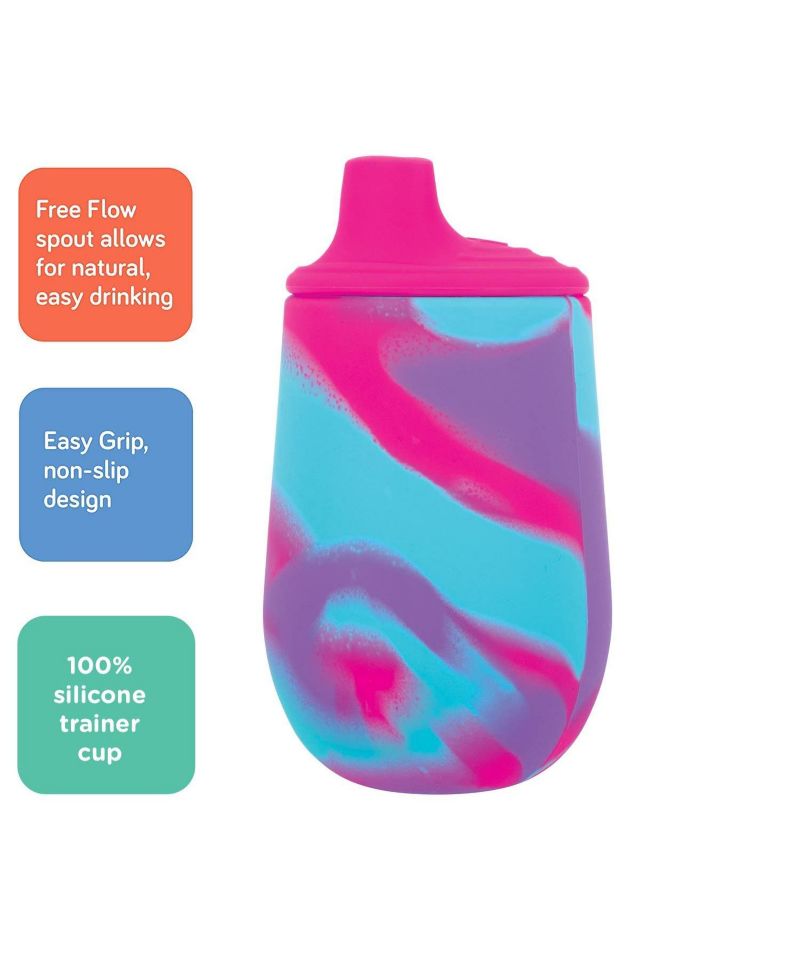 Silicone Tie-dye Baby First Training Cup, 6oz, Pink/Purple