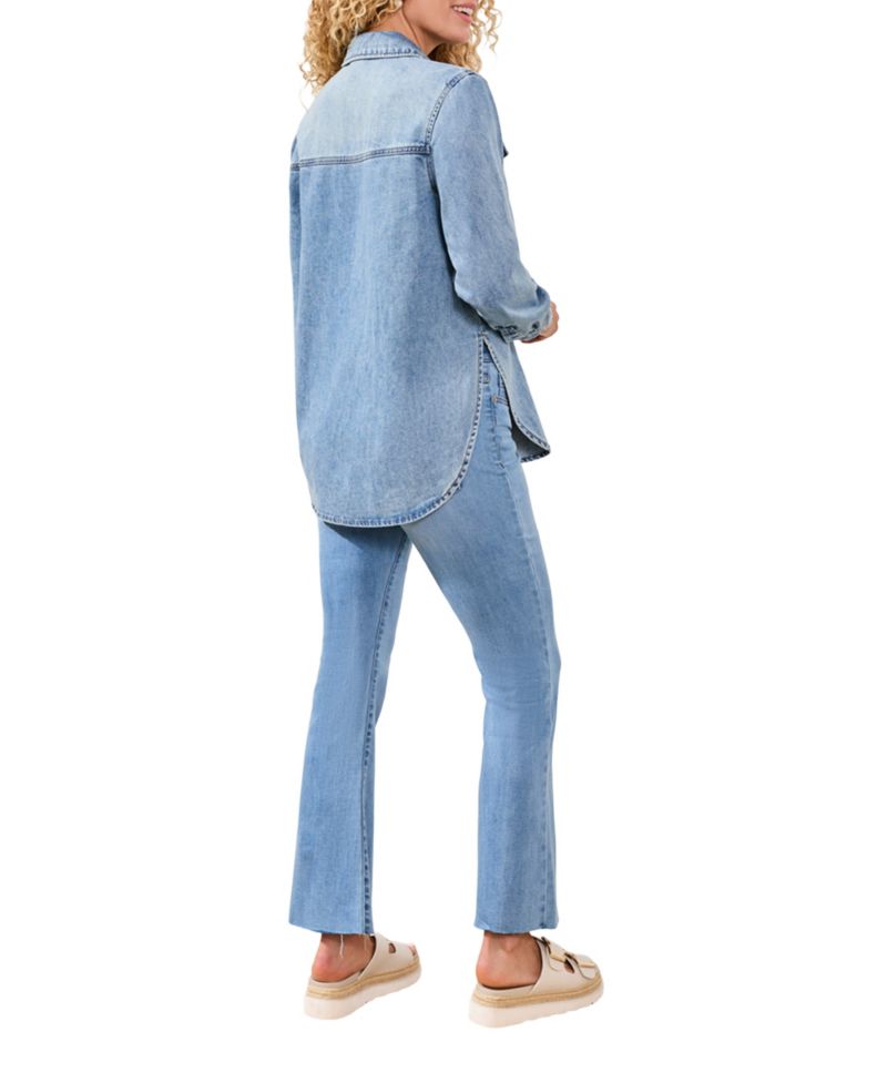 Women's Classic Denim Roll-Up Sleeve Shirt