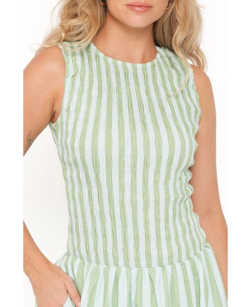 Women's Maleny Smocked Striped Sleeveless Maxi Dress
