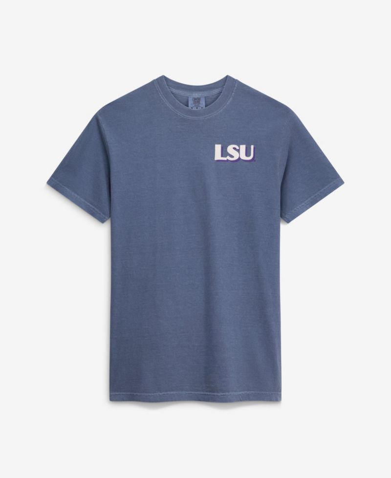 Men's Navy LSU Tigers Comfort Colors Team Statue T-Shirt