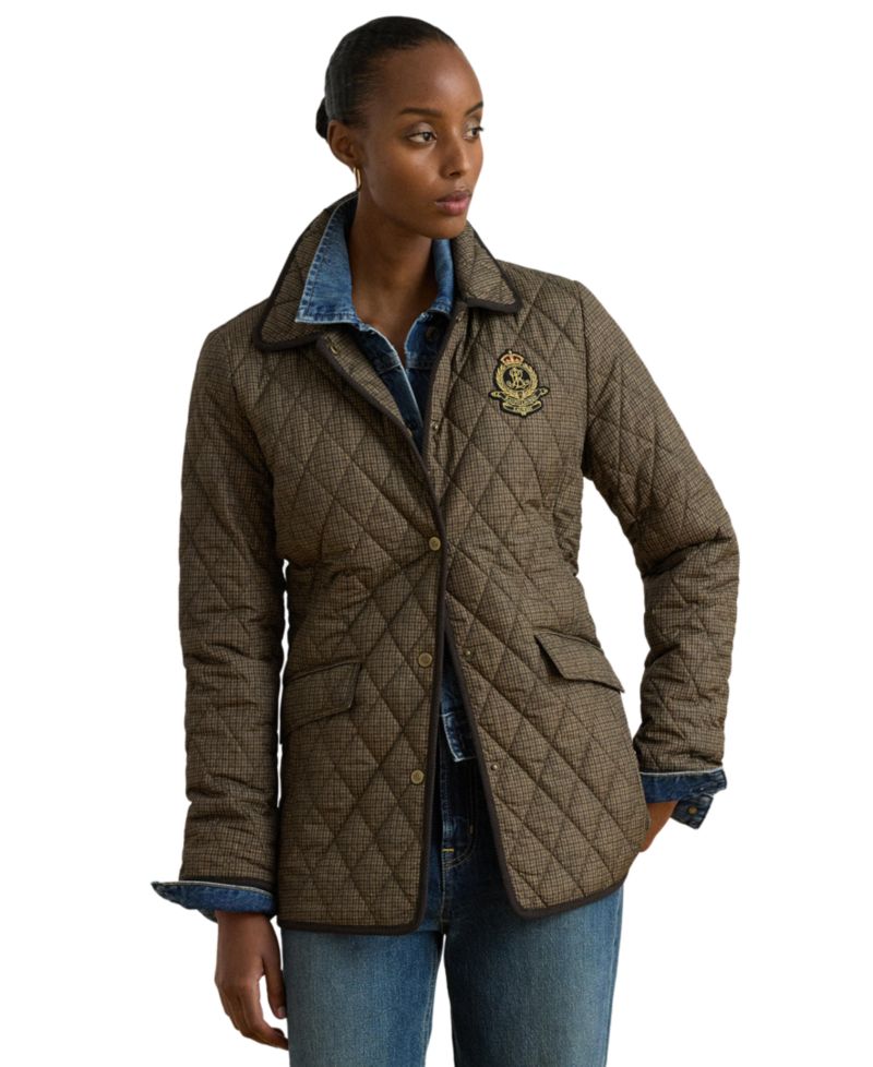 Women's Crest Quilt Diamond-Quilted Plaid Jacket