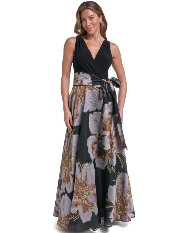 Women's Floral Ball-Gown Sleeveless Dress