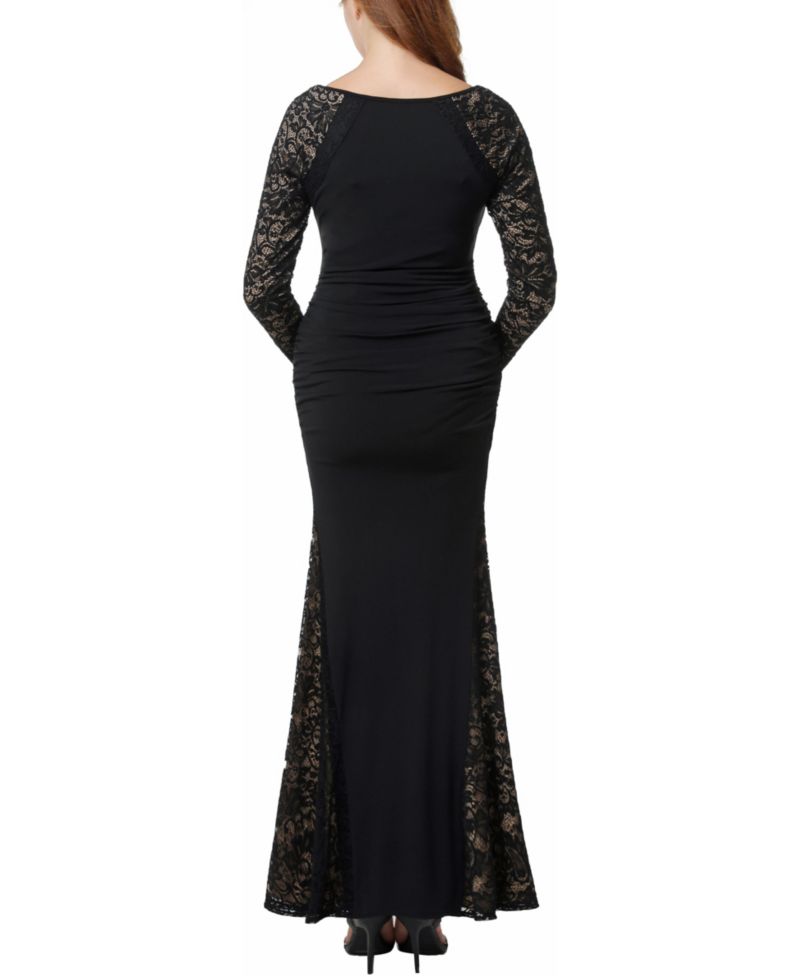 Women's Lace Trim Mermaid Maxi Dress