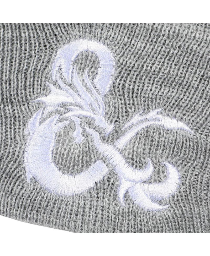 Men's Dungeons and Dragons Ampersand Logo Embroidery Heather Gray Acrylic Knit Cuff Beanie