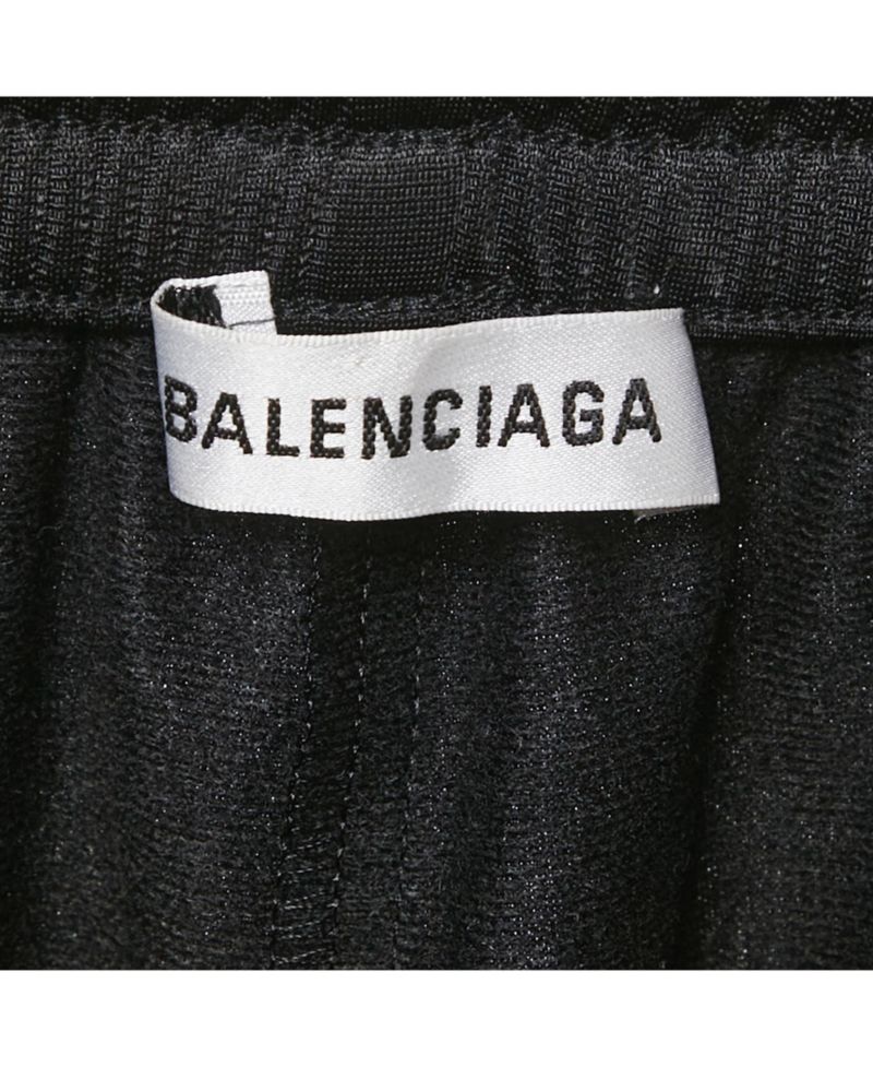 Women's Black Synthetic Logo Stripe Detail Track Pants