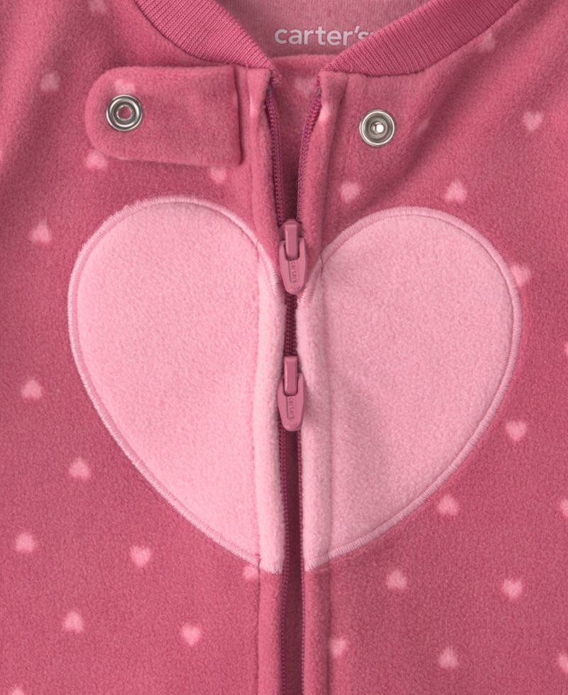 Baby Girls' Heart Fleece 2-Way Zip Sleep & Play