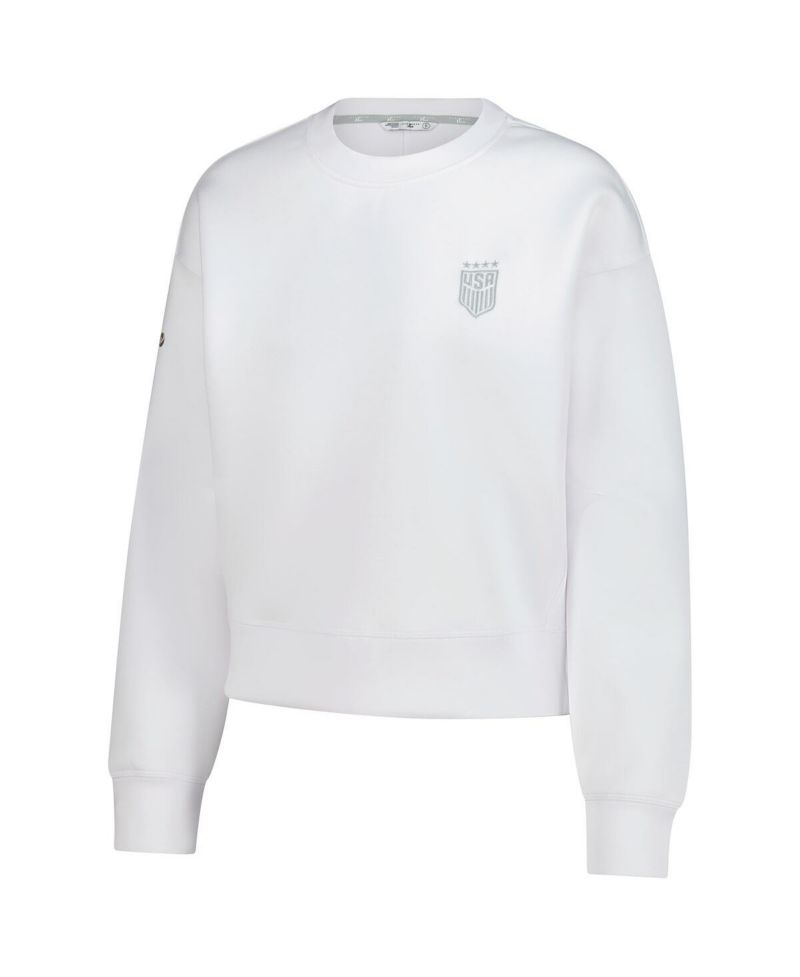 Women's White USWNT Luxe Sponge Tri-Blend Pullover Sweatshirt