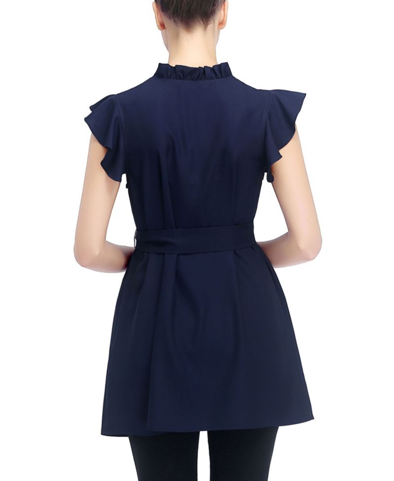 Women's Flutter Sleeve Belted Blouse