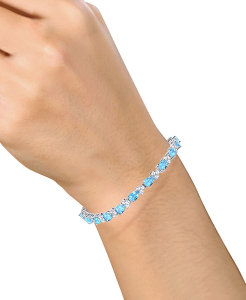 Amethyst (6-7/8 ct. t.w.) & Lab-Grown White Sapphire (2-1/2 ct. t.w.) Link Bracelet in Sterling Silver (Also in Blue Topaz, Peridot, Garnet, & Citrine)