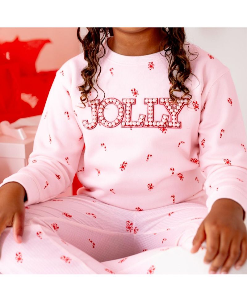 Girls' 4-16 Candy Cane Lane Flare Lettuce-Edge Leggings