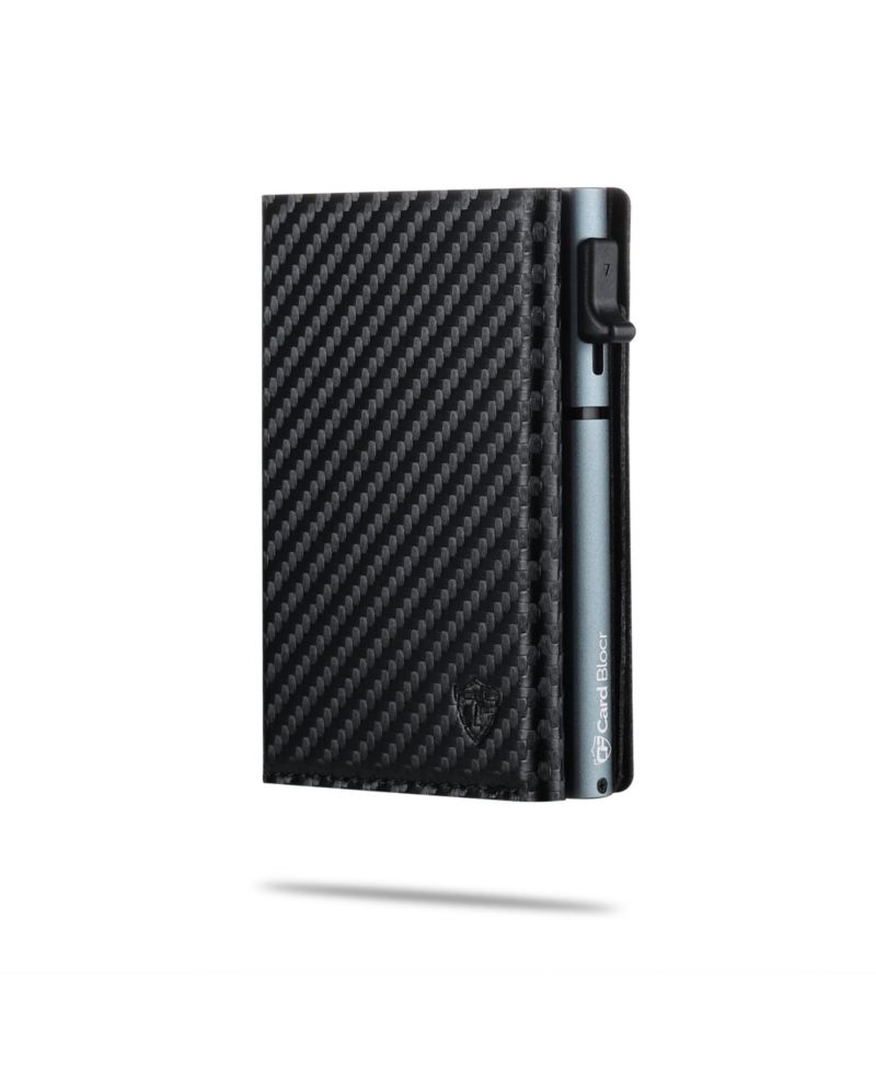 Men's Card Block Slim RFID Blocking Credit Card Wallet PU Carbon