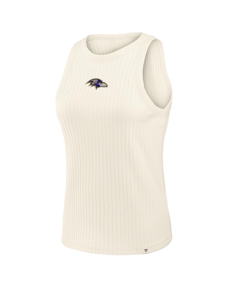 Women's Cream Baltimore Ravens Star Play Tri-Blend Ribbed Tank Top