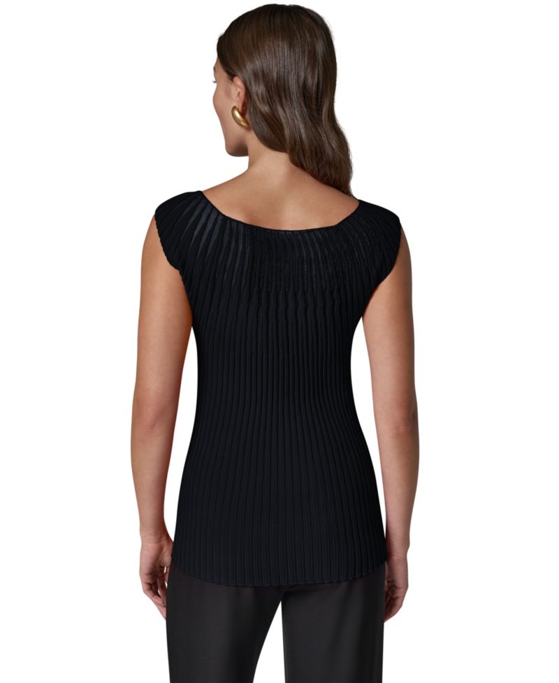 Women's Crewneck Sleeveless Ribbed Pullover Sweater