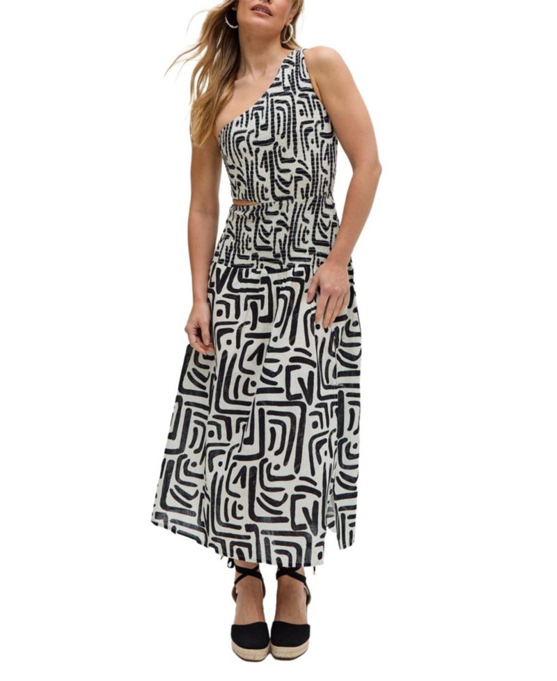 Women's Jazz Jersey One Shoulder Warhol Print Midi Dress