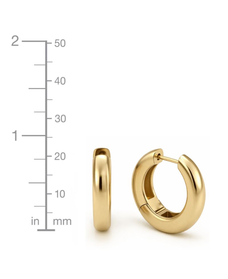 High Polished Thick Puff Hinge Hoop Earring, Gold Plate and Silver Plate