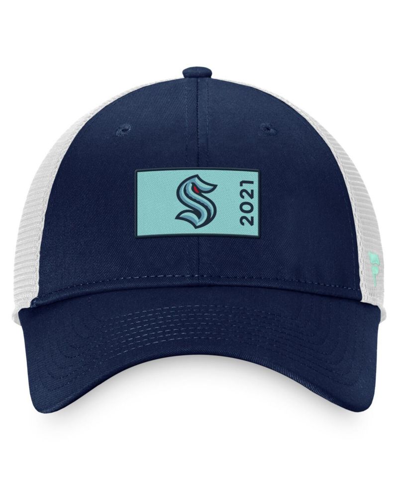 Men's Deep Sea Blue, White Seattle Kraken Authentic Pro Rink Trucker Snapback Hat