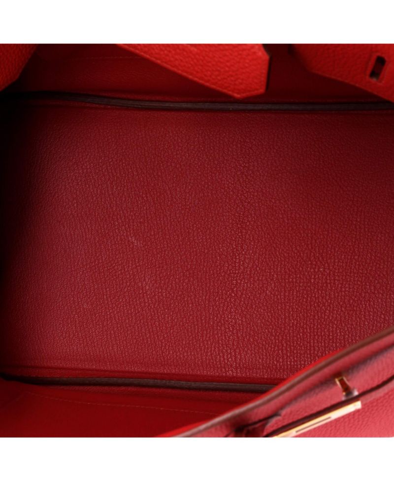Pre-Owned Hermes Birkin 35 Handbag Red Togo with Gold Hardware