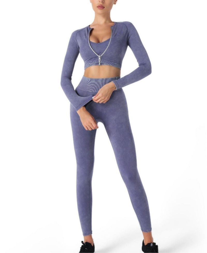 Women's High-Waist Long-Sleeve Seamless Top and Leggings, 2-Piece Set