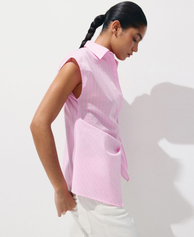 Women's Striped Knotted Cotton Shirt