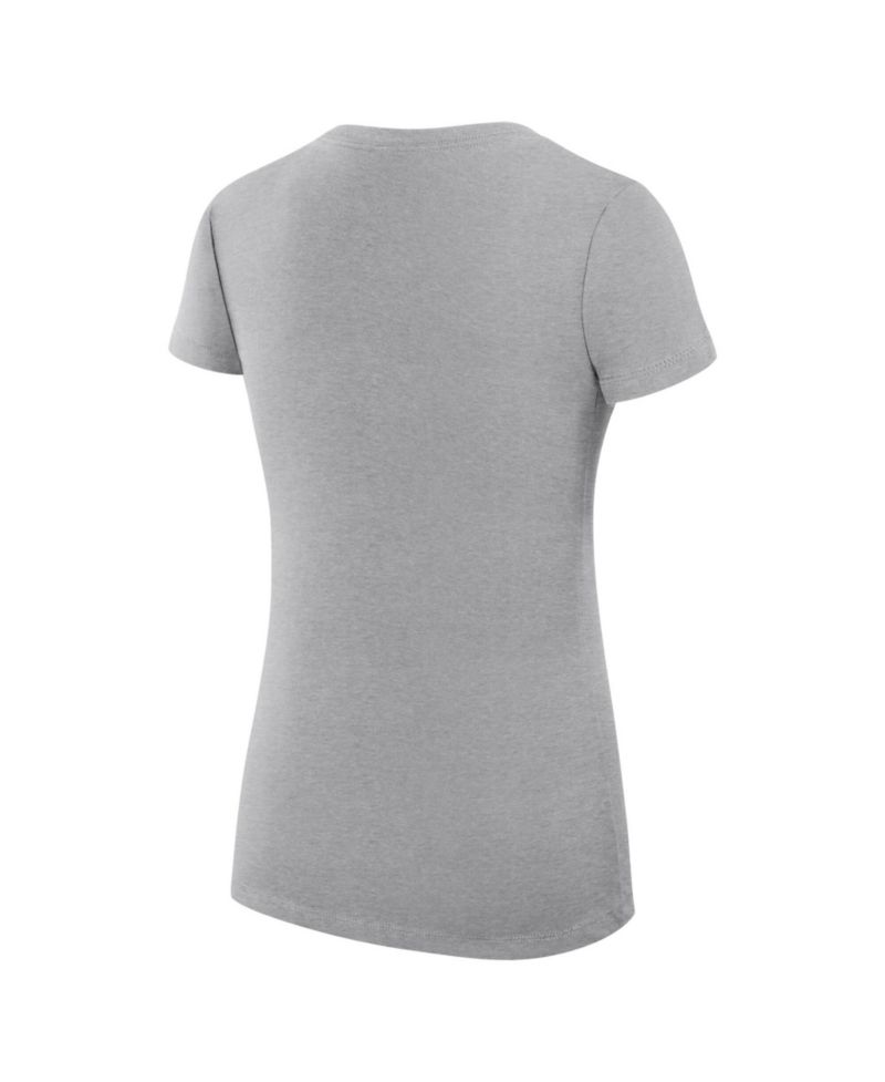 Women's Heather Gray New York Knicks Super-Slim Fit Lightweight Team Logo V-Neck T-Shirt
