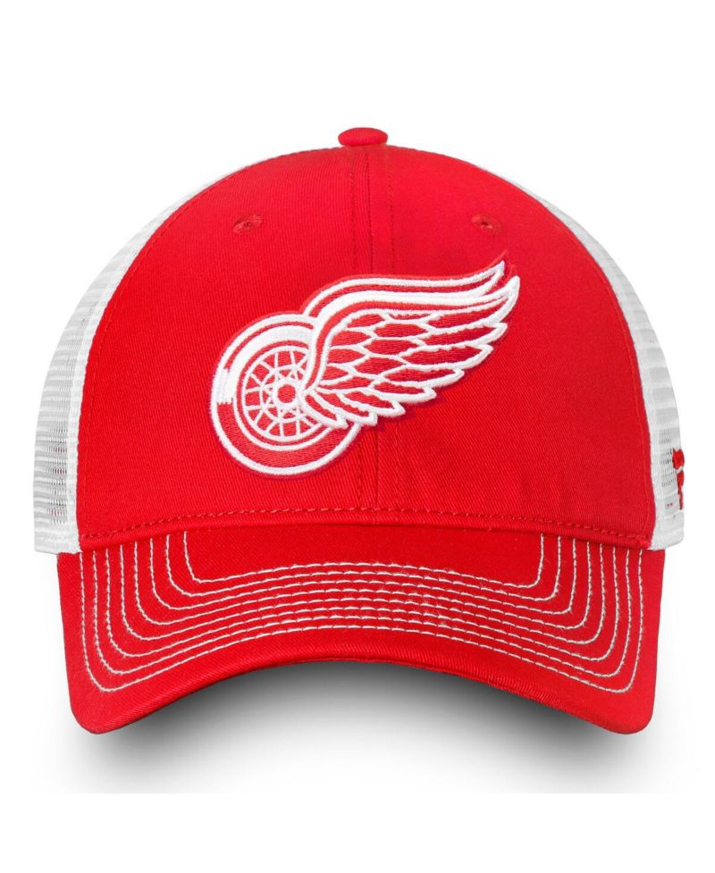 Men's Red, White Detroit Red Wings Slouch Core Primary Trucker Snapback Hat