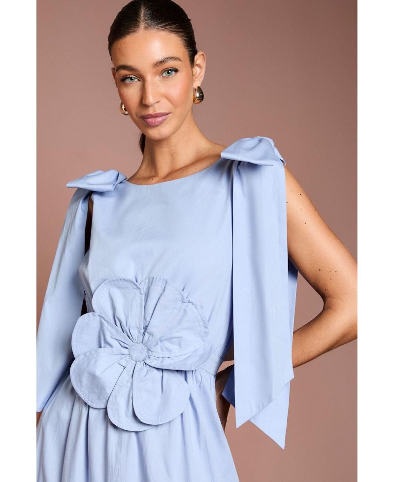 Women's Floral Corsage Fit Flare Dress
