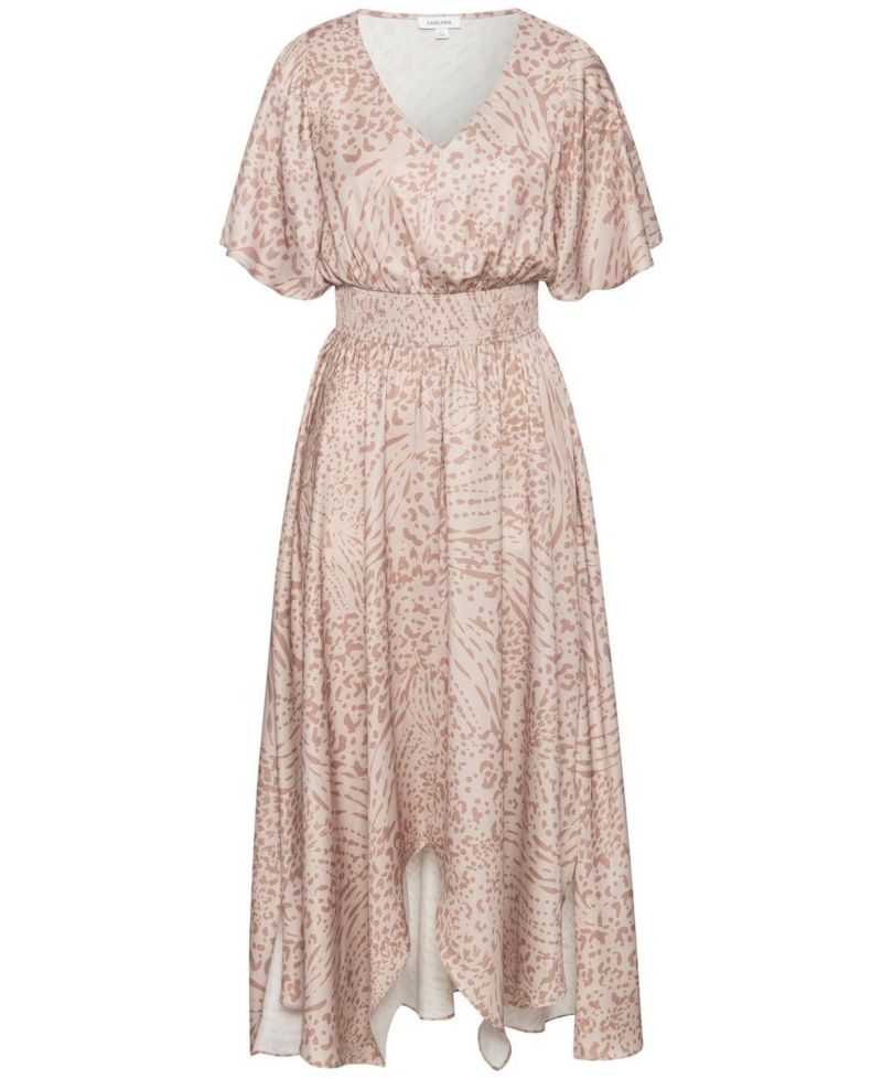 Women's Printed Flowy Flutter Fit-and-Flare V-Neck Maxi Dress
