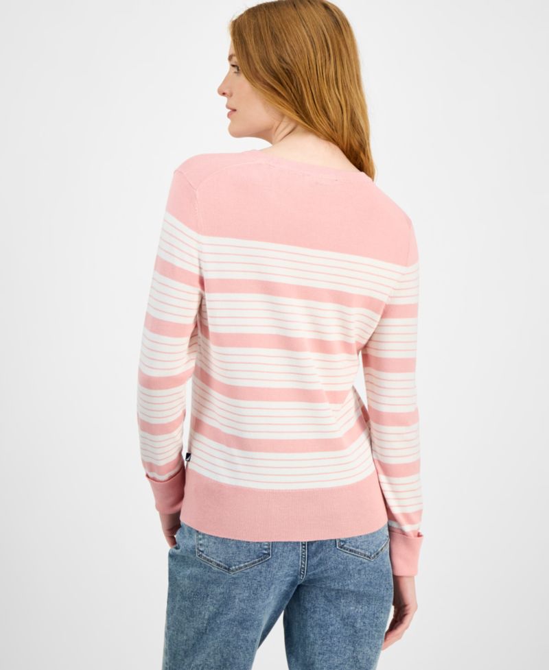 Nautica Women's Mixed Stripe Crewneck Sweater