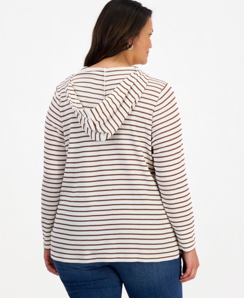 Plus Striped Waffle Hoodie