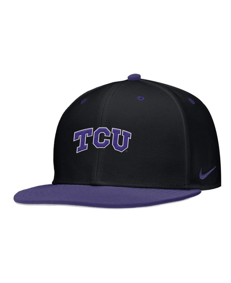Men's Black TCU Horned Frogs On-Field Baseball Performance Fitted Hat