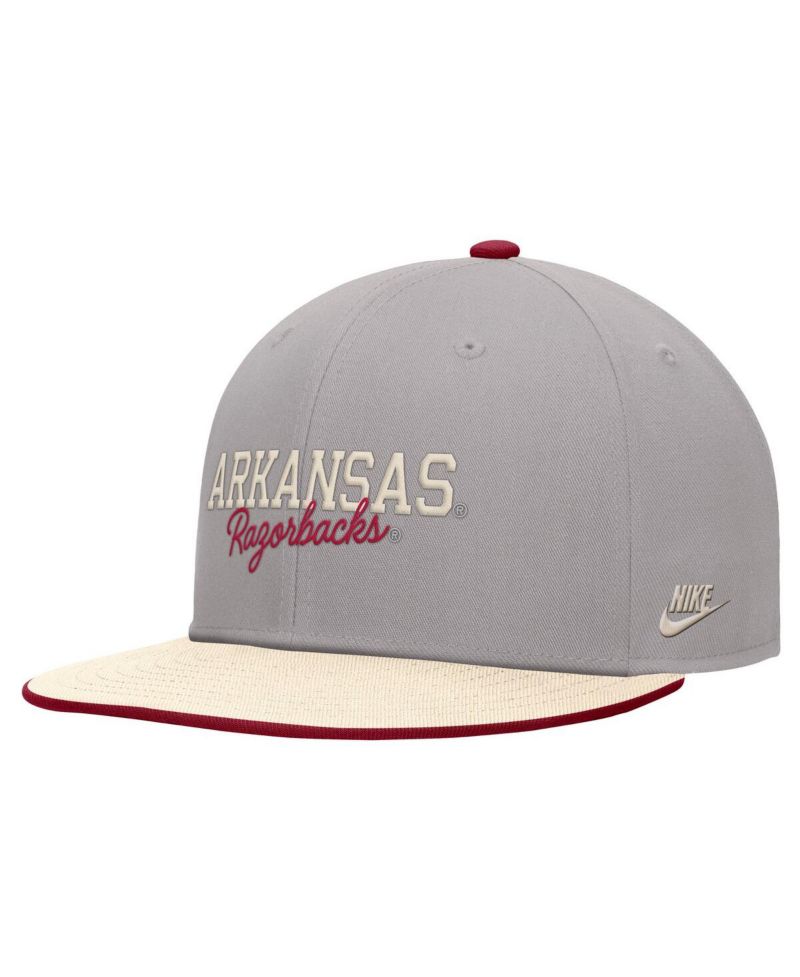 Men's Pewter Arkansas Razorbacks Vintage Script Pro Dri-FIT Snapback Hat