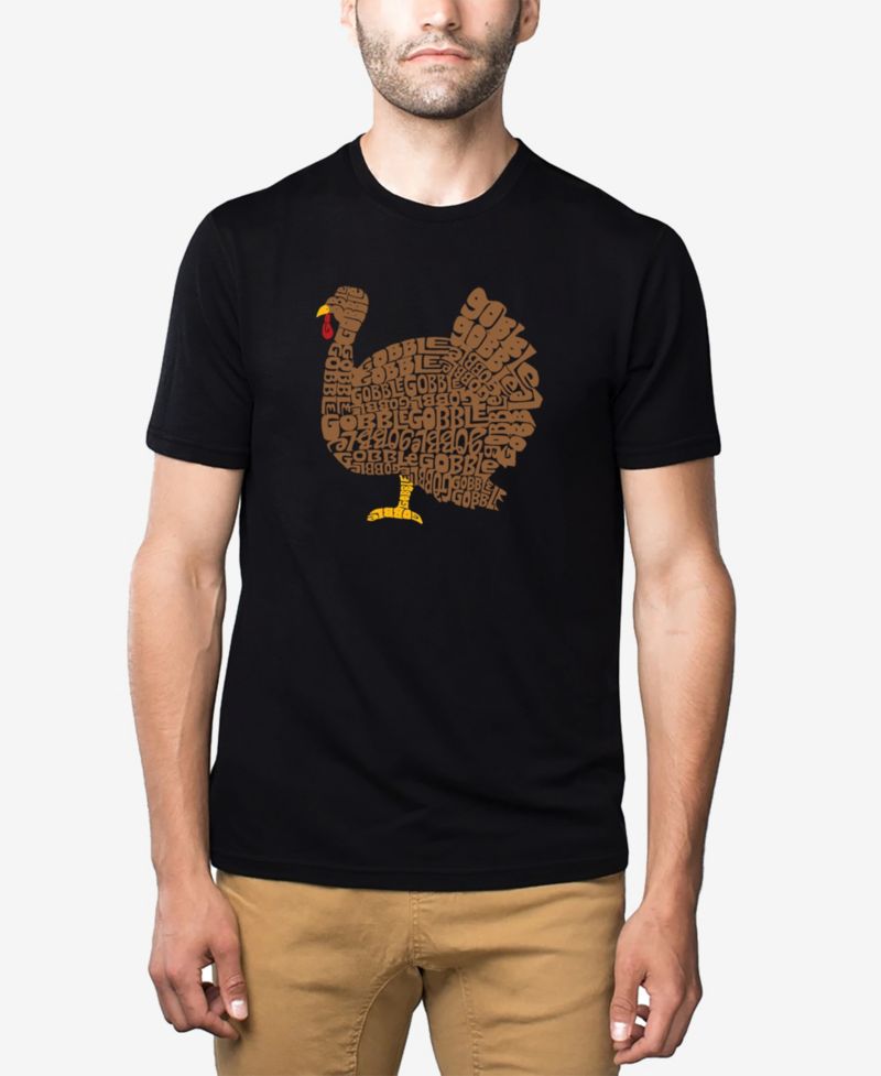 Men's Cotton/Poly Blend Word Art T-shirt - Thanksgiving Turkey
