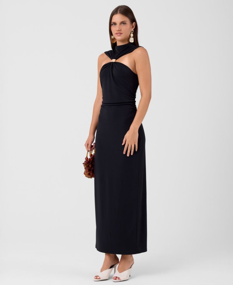 Women's Pricilla Midi Halter Abstract-Print Shoulder-Cutout Dress