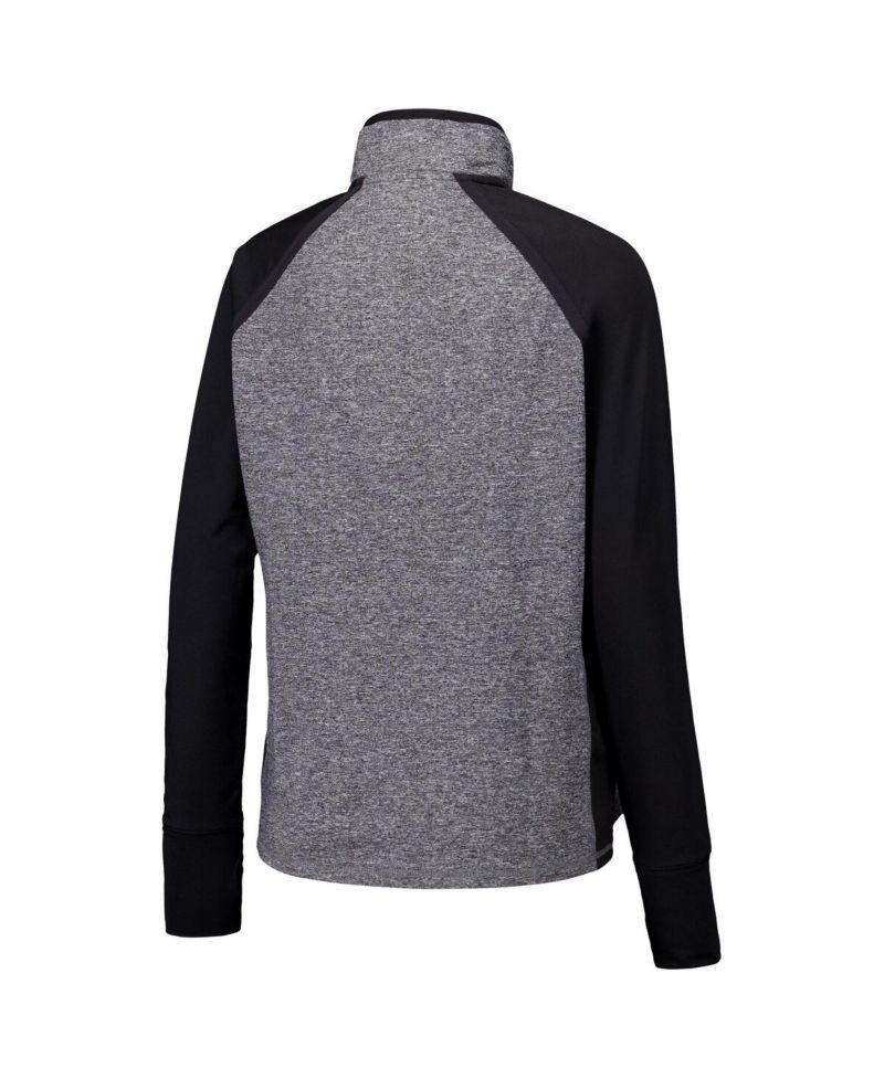 Women's Black/Heather Gray Nebraska Huskers Finalist Raglan Quarter-Zip Jacket