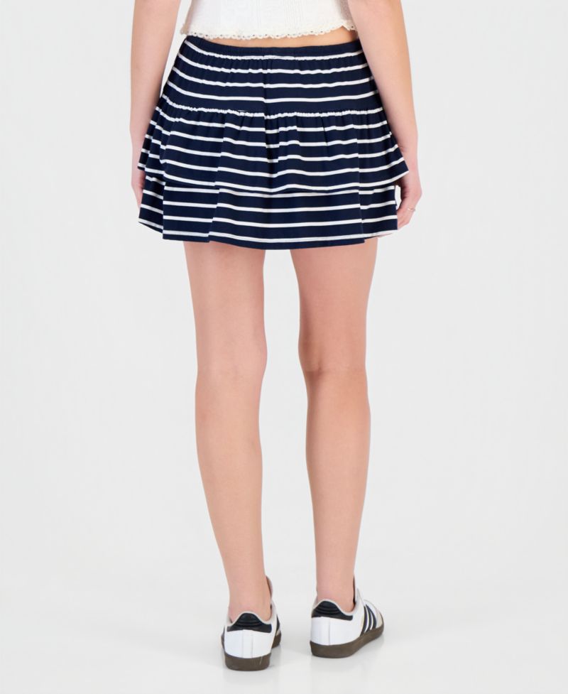 Juniors' Tiered Drawstring Mini Skort