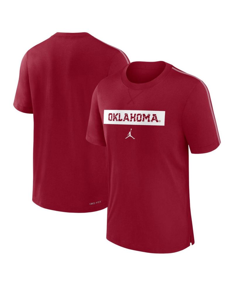Men's Crimson Oklahoma Sooners 2024 Sideline Player Performance Tri-Blend T-Shirt