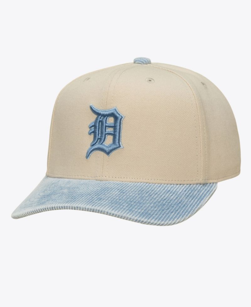 Men's Cream/Light Blue Detroit Tigers Washed Corduroy Pro Crown Snapback Hat