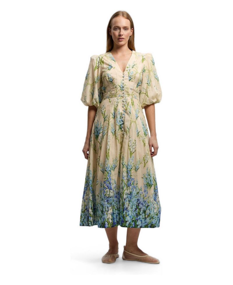 Women's Floral Puff Sleeve Midi Dress