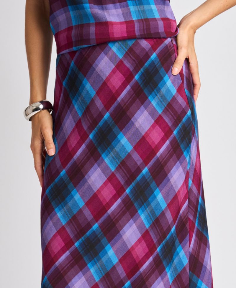 Women's Bias Plaid A-Line Maxi Skirt