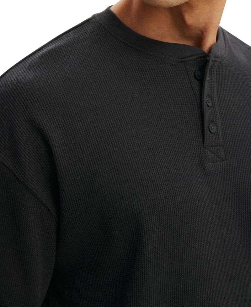 Men's Modern-Fit Textured Henley T-Shirt