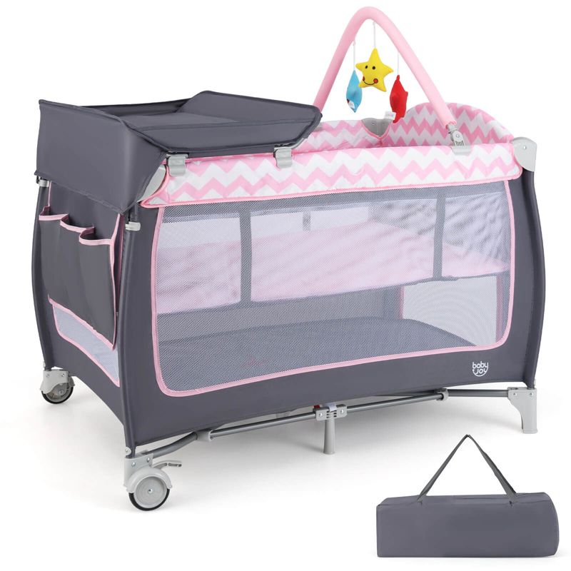 3 in 1 Baby Playard Infant Nursery Center w/ Zippered Door Mint