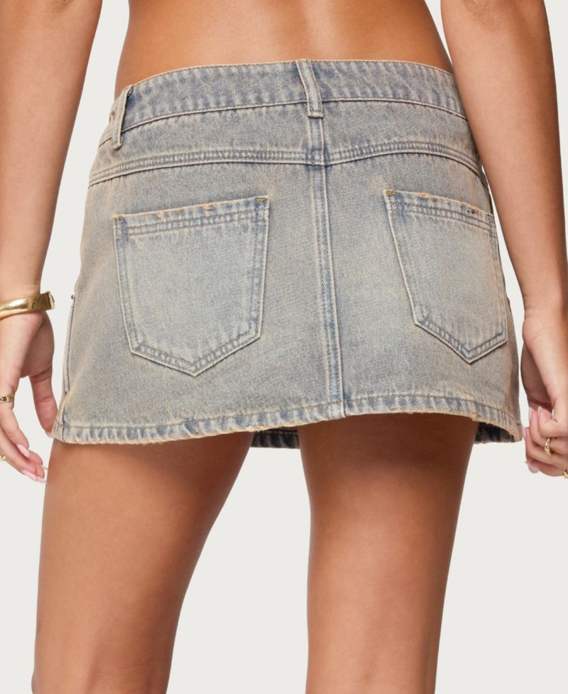 Women's Wrap Mud Wash Denim Mini Skirt