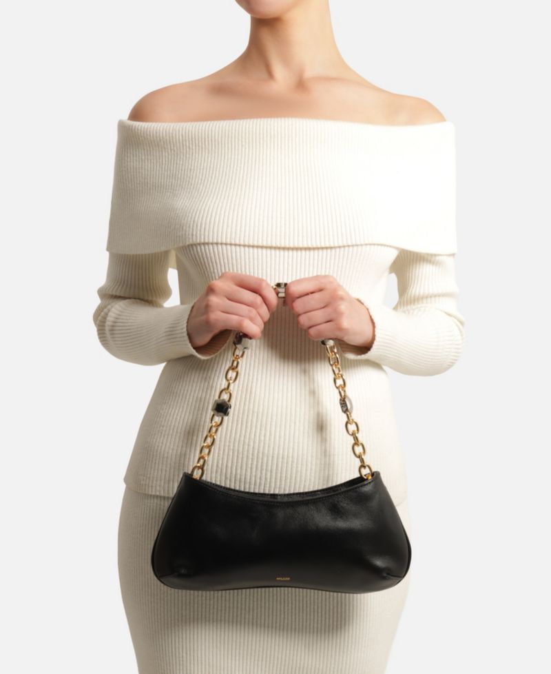Luna Small Leather Chain Baguette Handbag