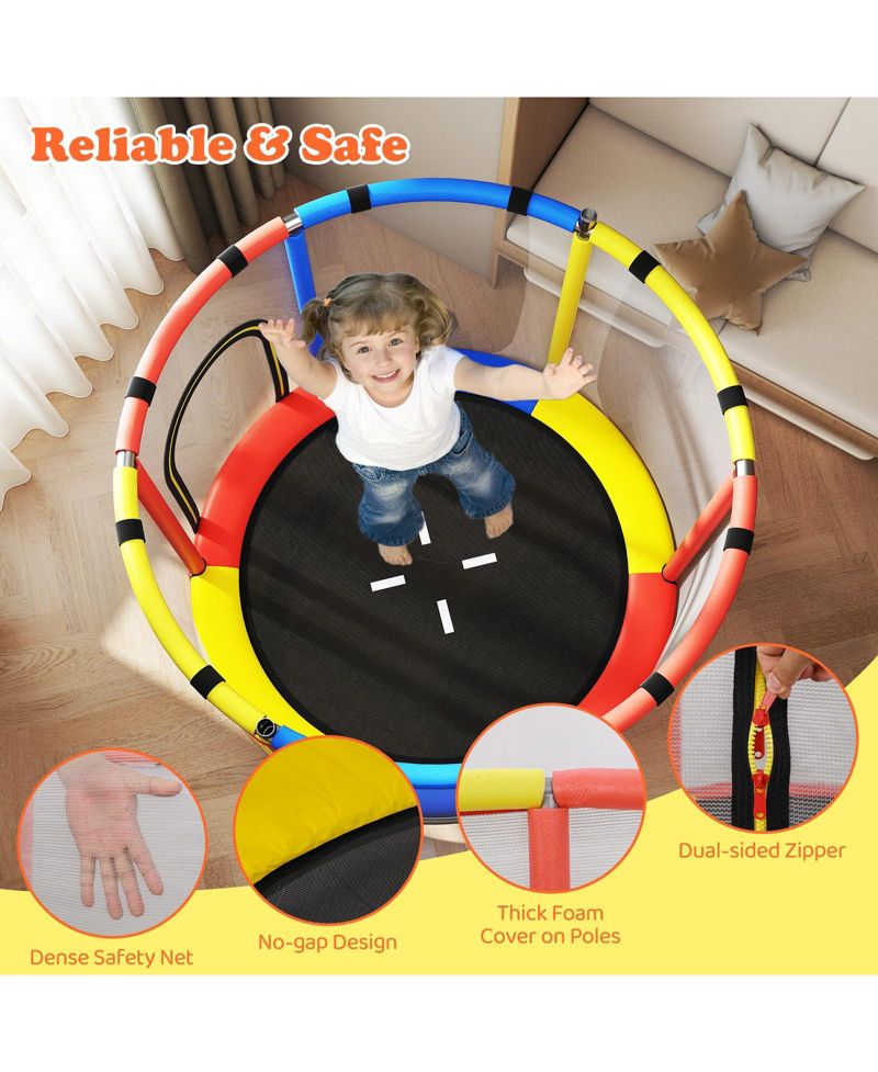 Kids Ages 3-6 6-in-1 Trampoline with Safety Net