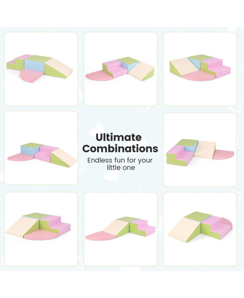 4 Piece Climb and Crawl Foam Block Play Set for Infant Baby Tummy Time