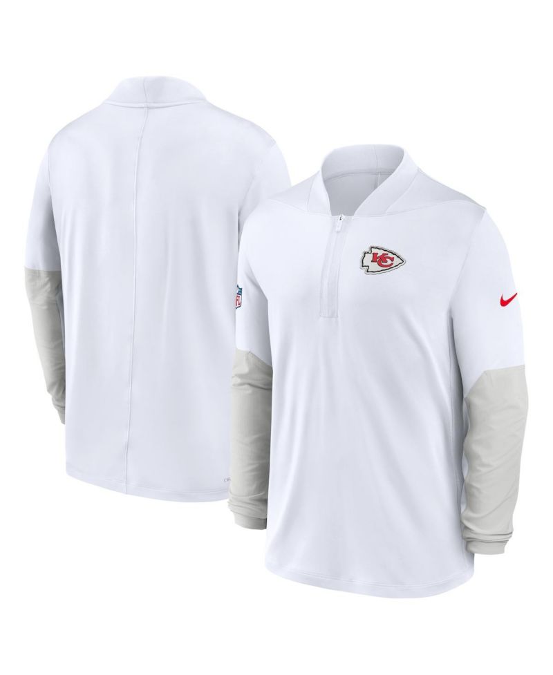 Men's White Kansas City Chiefs Sideline Feel The Pressure Performance Half-Zip Pullover