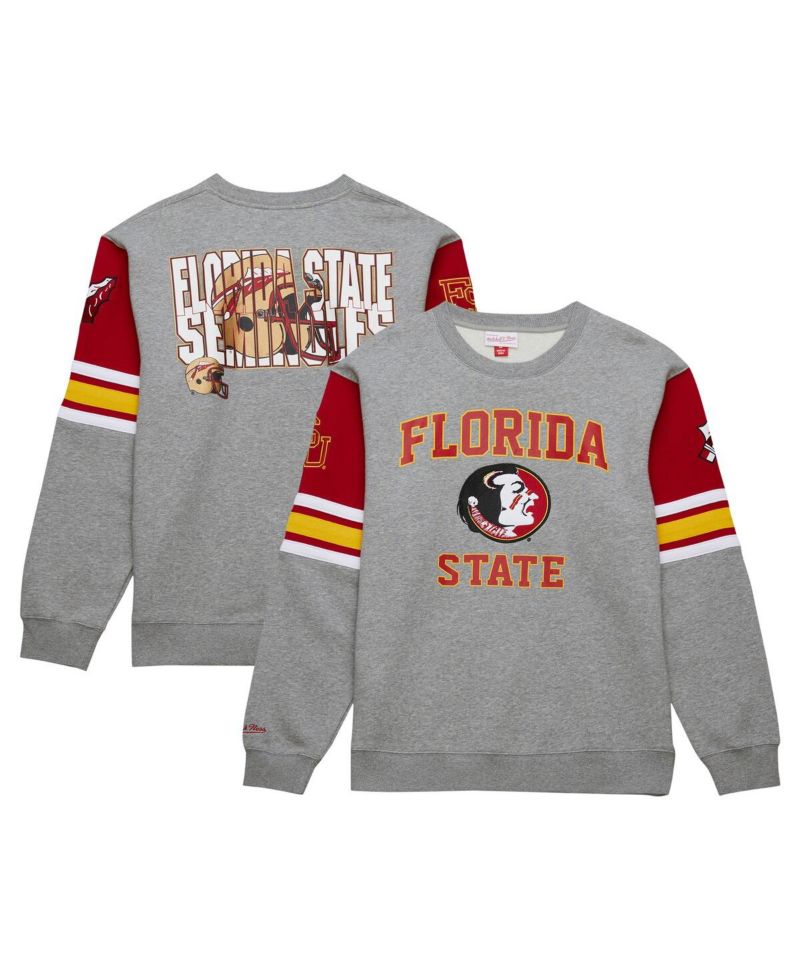 Men's Heather Gray Florida State Seminoles Throwback Allover 4.0 Pullover Sweatshirt