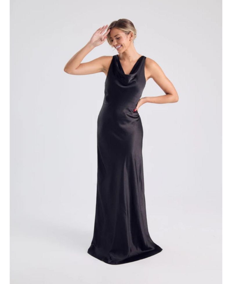 Women's Chiffon Bandeau Satin Maxi Dress